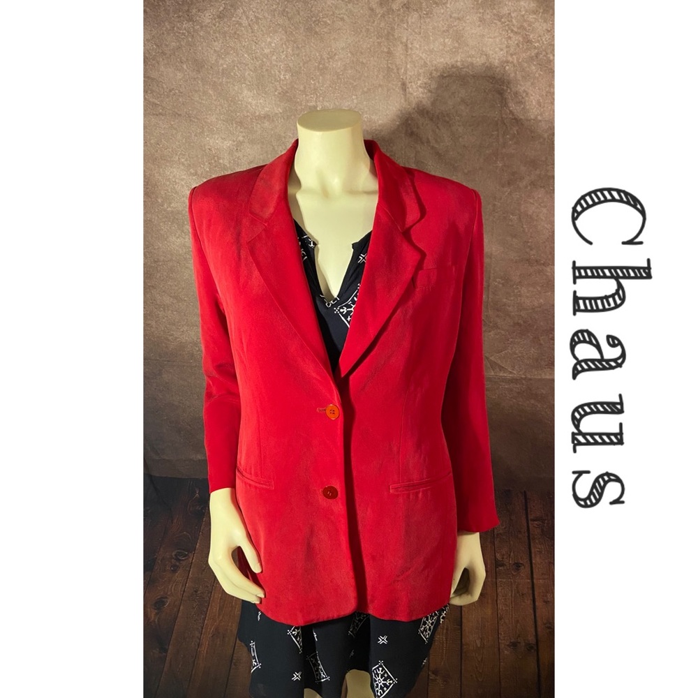Chaus Ladies Dress Jacket Blazer, Size 12P, Red , 100% Silk-EUC!!!
